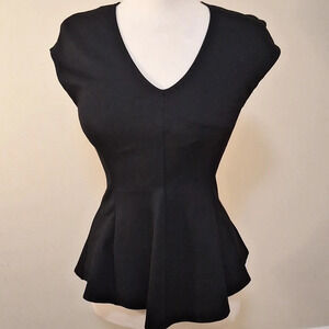 Wilfred cap  sleeve soft vee neck peplum bodycon top SZ S